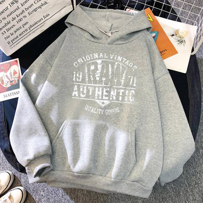 Original Vintage 1971 Raw Ahthentic Hoody Frauen Crewneck Hip Hop Sweatshirt Herbst Kleidung Weibliche Fleece Lose Hoodie XL von Joom DACH