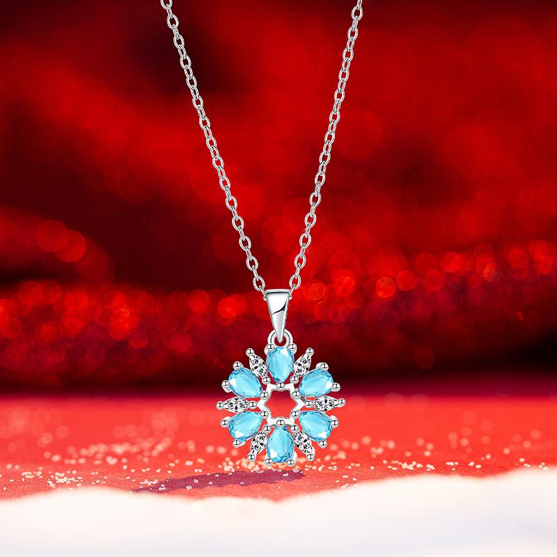 Original Weihnachten Schneeflocke Halskette frauen Licht Luxus Nische Temperament Edelstahl Schlüsselbein Kette von Joom DACH