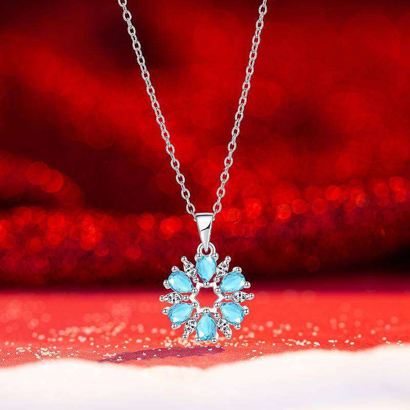 Original Weihnachten Schneeflocke Halskette frauen Licht Luxus Nische Temperament Edelstahl Schlüsselbein Kette von Joom DACH