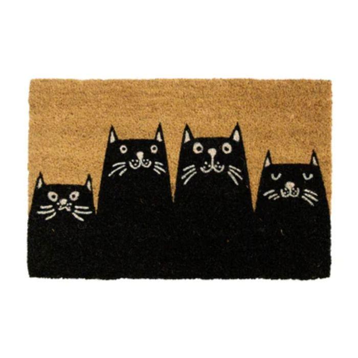 Originale Fußmatte  Katzen  aus Kokosnuss mit rutschfester PVC-Unterlage. Maße: 70 x 40 x 1,5 cm - FISURA von Joom DACH