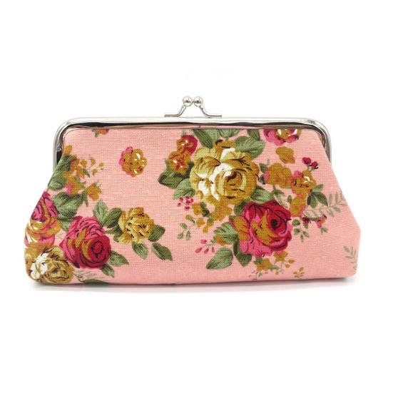 Orion Damen-Geldbörse, Geldbeutel, Geldbörse, Schlüssel, Kartenetui, großes Blumenmuster, Haspe One Size rosa von Joom DACH