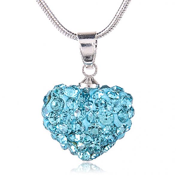 Orion Damen-Halskette mit Vogue-Kristallsteinen, Liebesherz-Anhänger, Halskette, Schmuck One Size hellblaue von Joom DACH