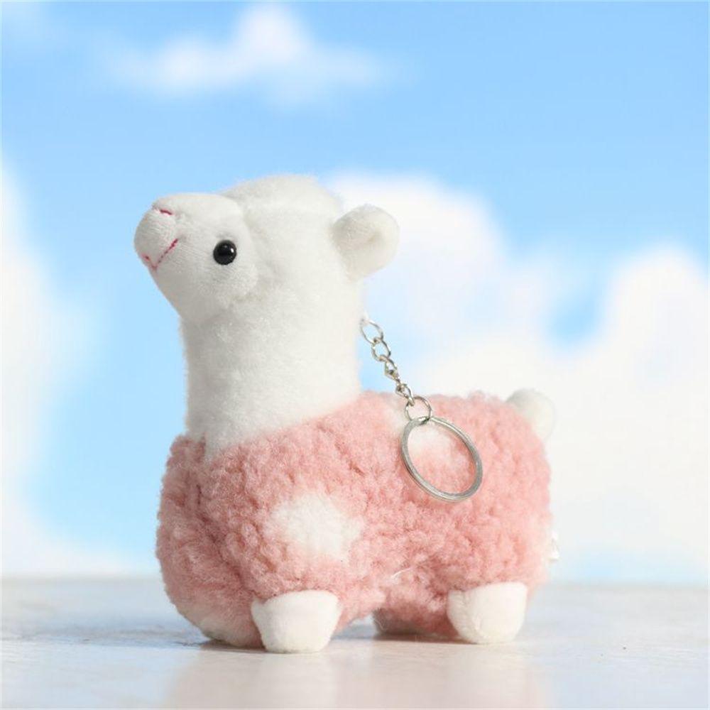 Ornamente Taschenanhänger Schlüsselanhänger Puppe Stofftier Alpaka Plüsch Schlüsselanhänger Plüschtiere Schlüsselringe rosa von Joom DACH