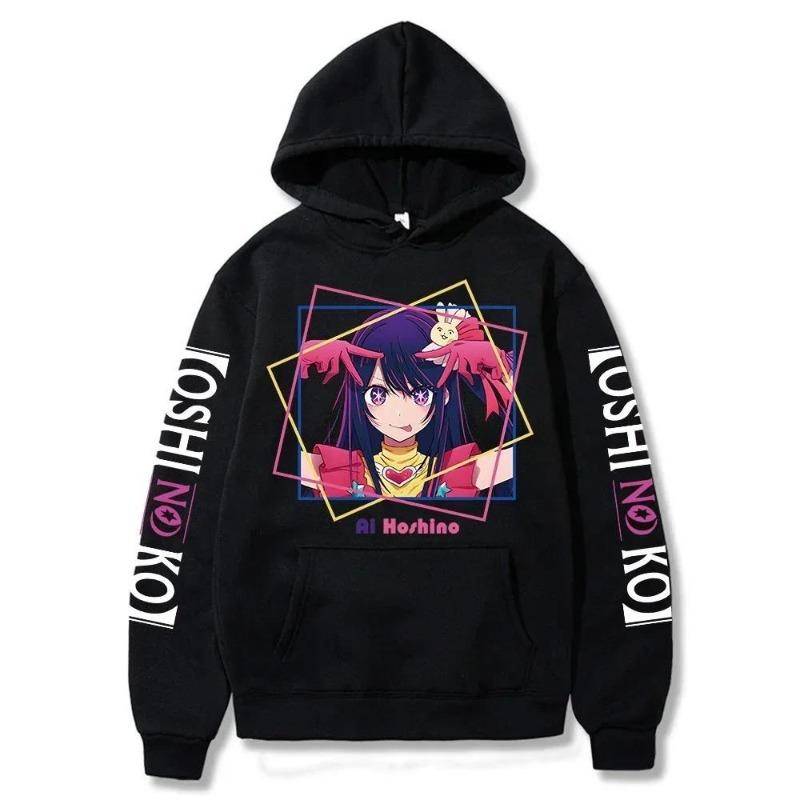Oshi No Ko Anime Ai Hoshino Print Kapuzenpullover Harajuku Mädchen Pullover Ausgefallenes Musikgeschenk Lässiges Lockeres Bequemes Sweatshirt S von Joom DACH