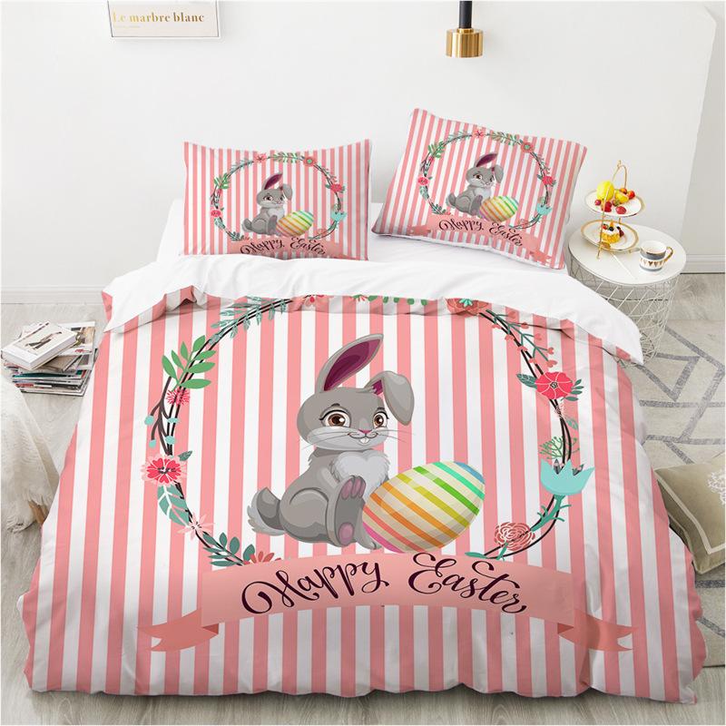 Ostereier Bettwäsche-Set King Queen Größe Cartoon Hase Bettbezug mit Kissenbezug für Kinder Erwachsene als Grüße und Geschenke EU single(135x200cm) von Joom DACH