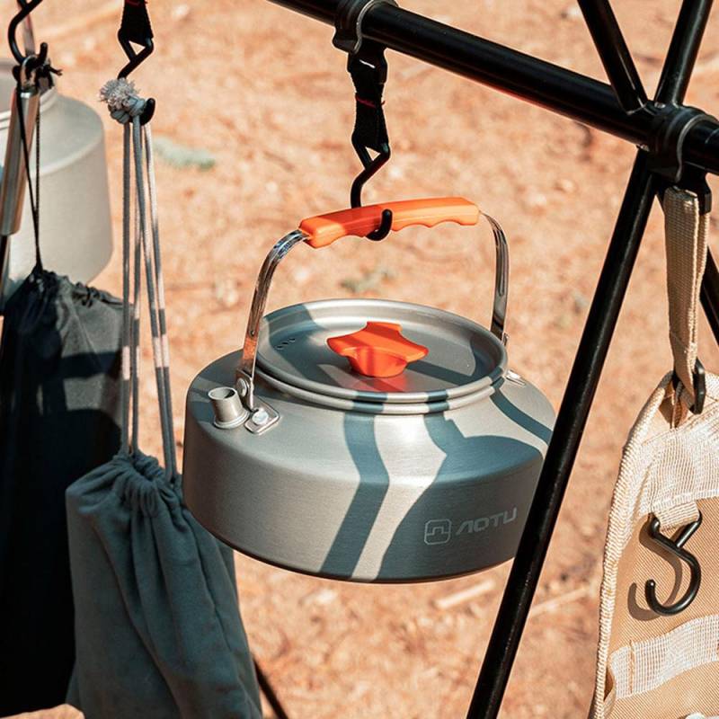 Outdoor Aluminium Legierung Wasserkocher Verriegelung Griff Camping Hing Topf Tragbare Kaffeekanne Picknick Herd dunkelgraue von Joom DACH