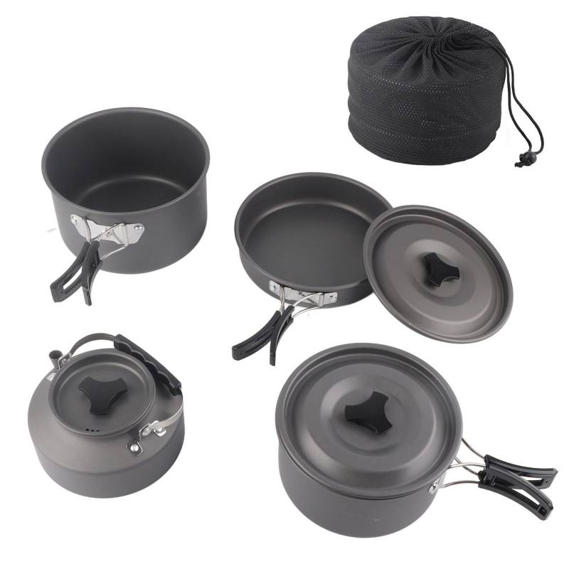 Outdoor Camping Kochgeschirr Set Tragbare Camping Topf Pan Set für Rucksackreisen Wandern Picknick L von Joom DACH