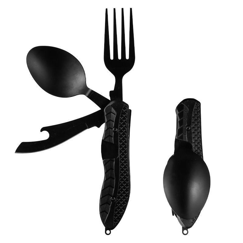 Outdoor Camping Utensilien Tragbarer Edelstahl Faltbarer Löffel Gabel Messer Flaschenöffner Combo Set Besteck Geschirr Multitool schwarz Outdoor Camping Utensilien Tragbarer Edelstahl Faltbarer Löffel Gabel Messer Flaschenöffner Combo Set Besteck Geschirr Multitool schwarz von Joom DACH