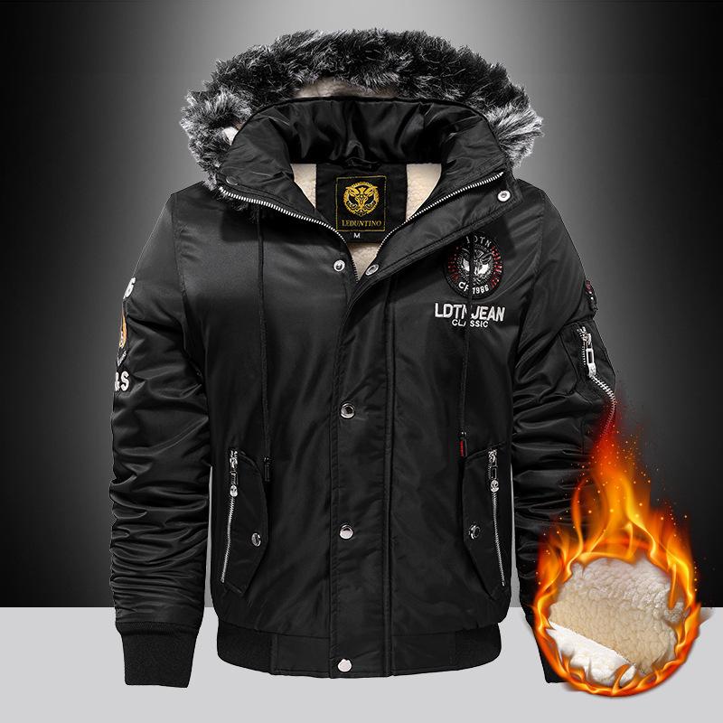 Outdoor Casual Daunen & Parkas Mantel Übergröße Plus Samt Dick Warm halten Winter Herren Schwarz Rot Gepolsterte Übergroße Jacke XXXL schwarz von Joom DACH