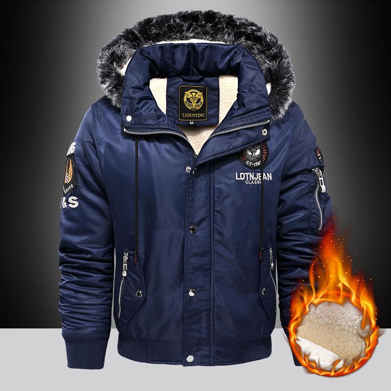 Outdoor Casual Daunen & Parkas Mantel Übergröße Plus Samt Dick Warm halten Winter Herren Schwarz Rot Gepolsterte Übergroße Jacke XXXXL blau von Joom DACH