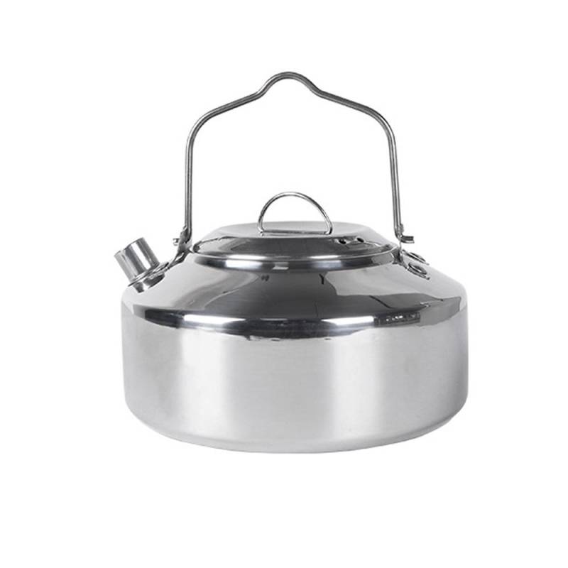 Outdoor Edelstahl Wasserkocher Verriegelung Griff Camping Hing Topf Tragbare Kaffeekanne Picknick Herd 1L silber von Joom DACH