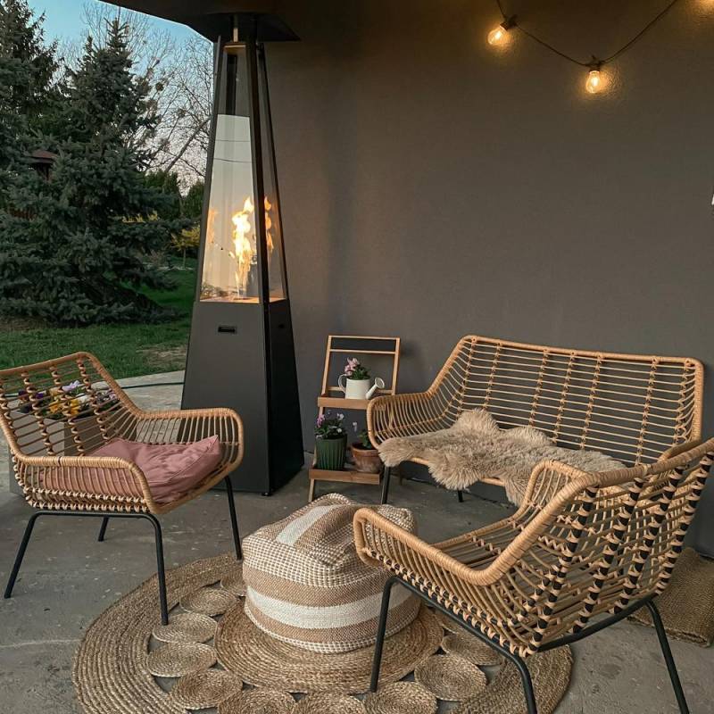 Outdoor Gasheizer Schirm Stahl Schwarz 12 kW Set schwarz von Joom DACH