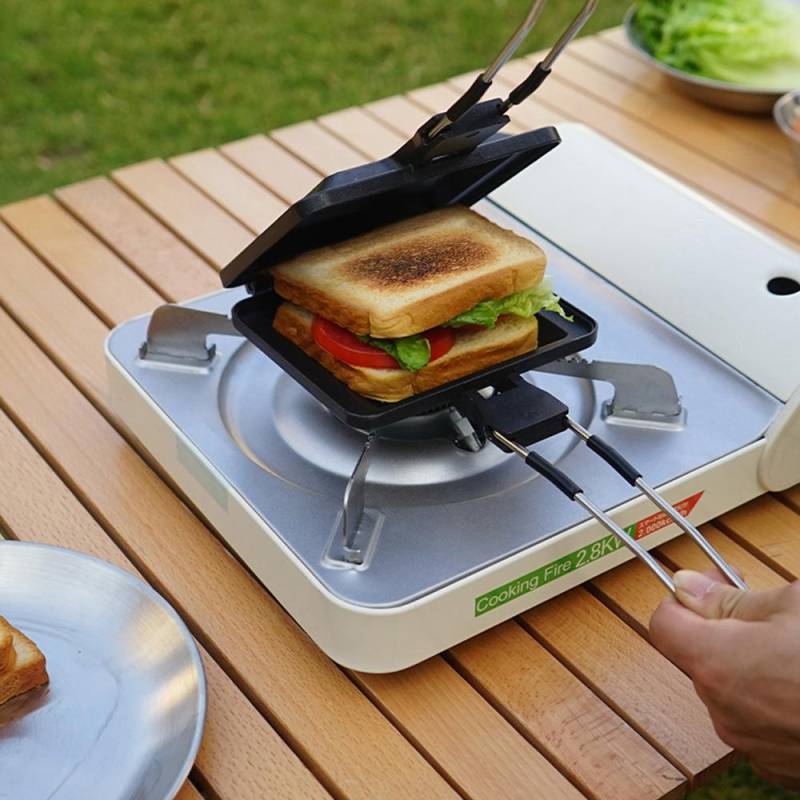 Outdoor Klappgriff Muffin Sandwich Backform Multifunktionale Camping Picknick Frühstück Klemme schwarz von Joom DACH