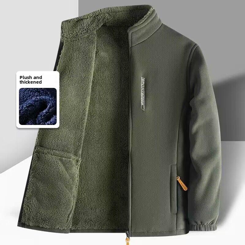 Outdoor Plus Samt Dicker Pullover Herren Warme Kleidung Herbst- und Winterjacke Lockere Große Größe Polar Fleece Lässige Strickjacke L grün von Joom DACH