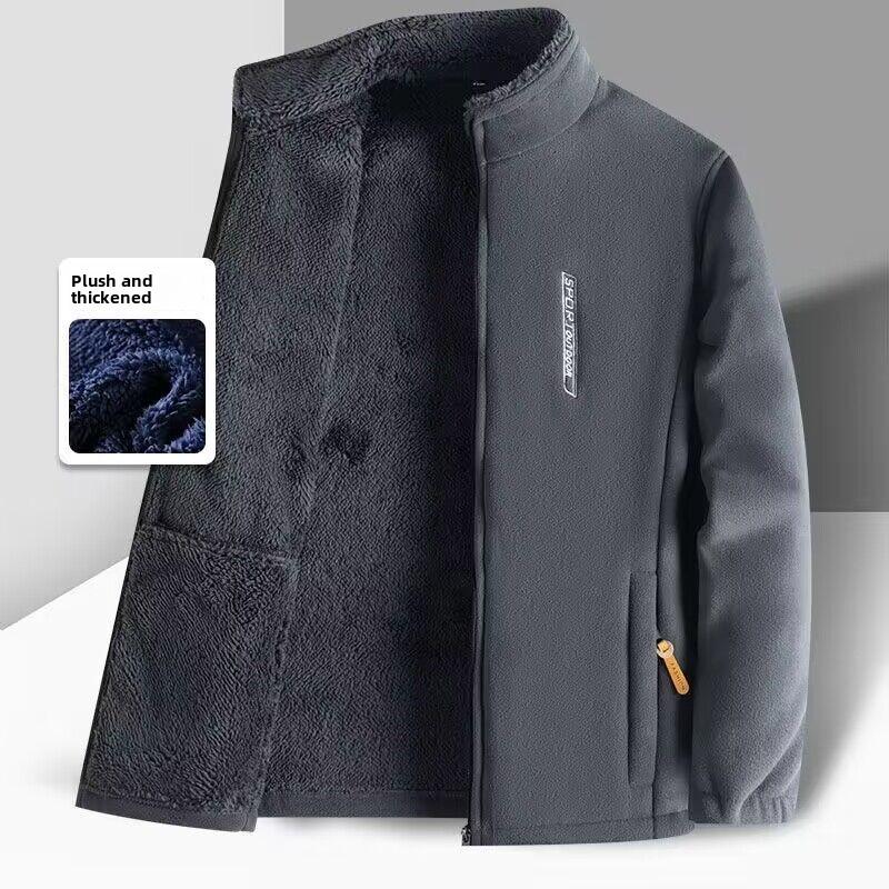 Outdoor Plus Samt Dicker Pullover Herren Warme Kleidung Herbst- und Winterjacke Lockere Große Größe Polar Fleece Lässige Strickjacke XL grau von Joom DACH