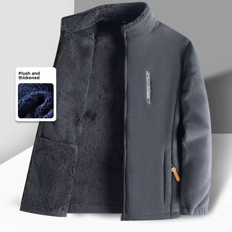 Outdoor Plus Samt Dicker Pullover Herren Warme Kleidung Herbst- und Winterjacke Lockere Große Größe Polar Fleece Lässige Strickjacke XL grau von Joom DACH
