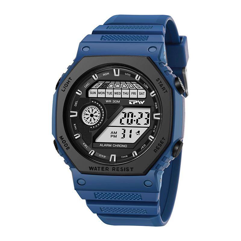 Outdoor Sport Uhr Männer Multifunktions Uhren Alarm Mode Mann der Uhr Chronograph 5Bar Wasserdicht Top Digital Uhr blau von Joom DACH