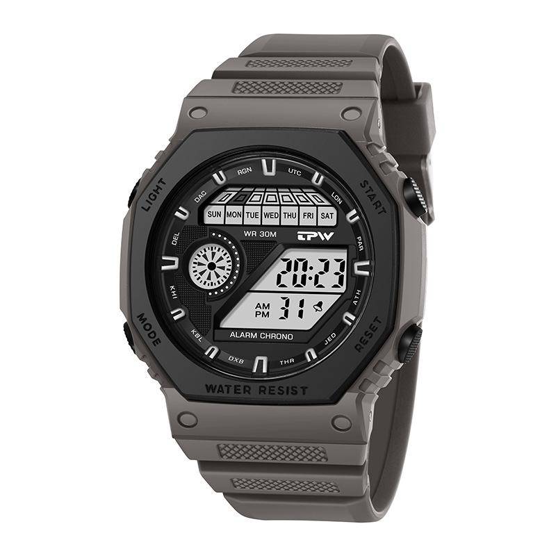Outdoor Sport Uhr Männer Multifunktions Uhren Alarm Mode Mann der Uhr Chronograph 5Bar Wasserdicht Top Digital Uhr grau von Joom DACH