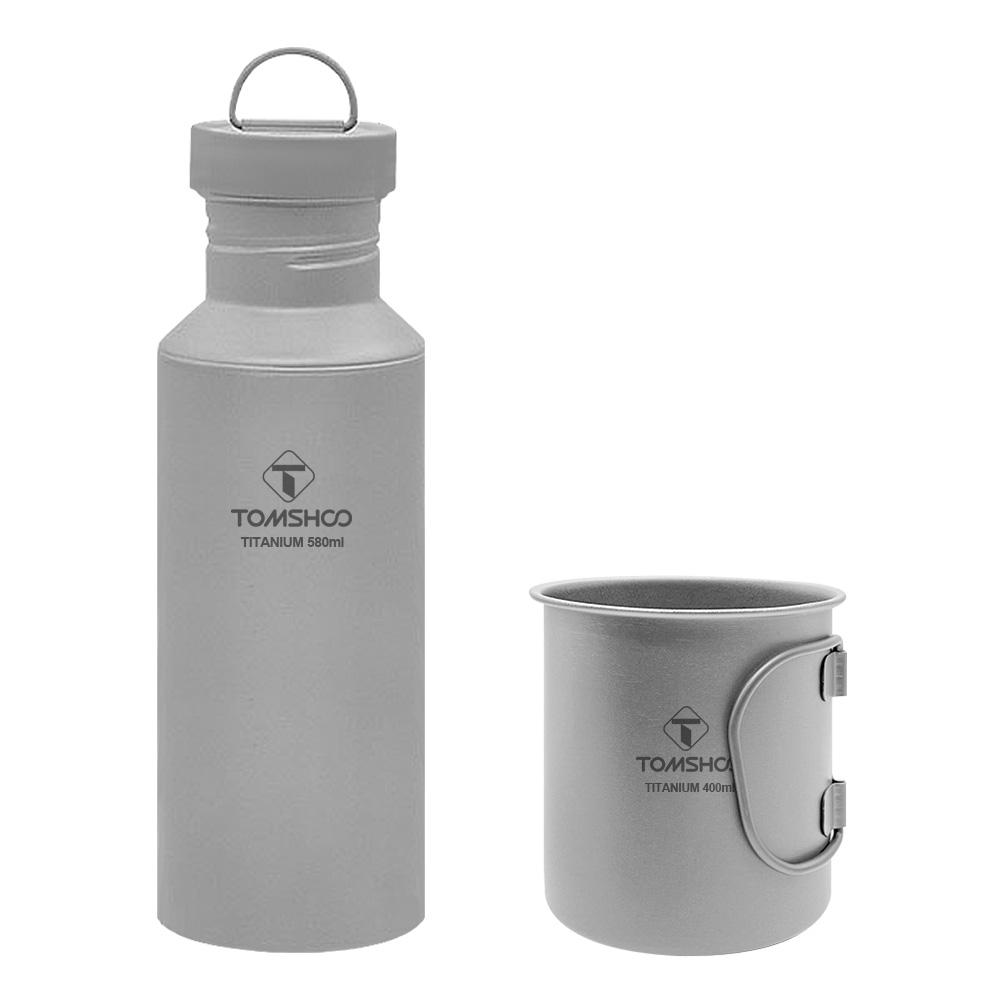 Outdoor Ti Wasserflasche und Reisebecher-Set Perfect Cycle Wasserflasche und Camping Große Kapazität 450ml Bottle + 400ml mug von Joom DACH