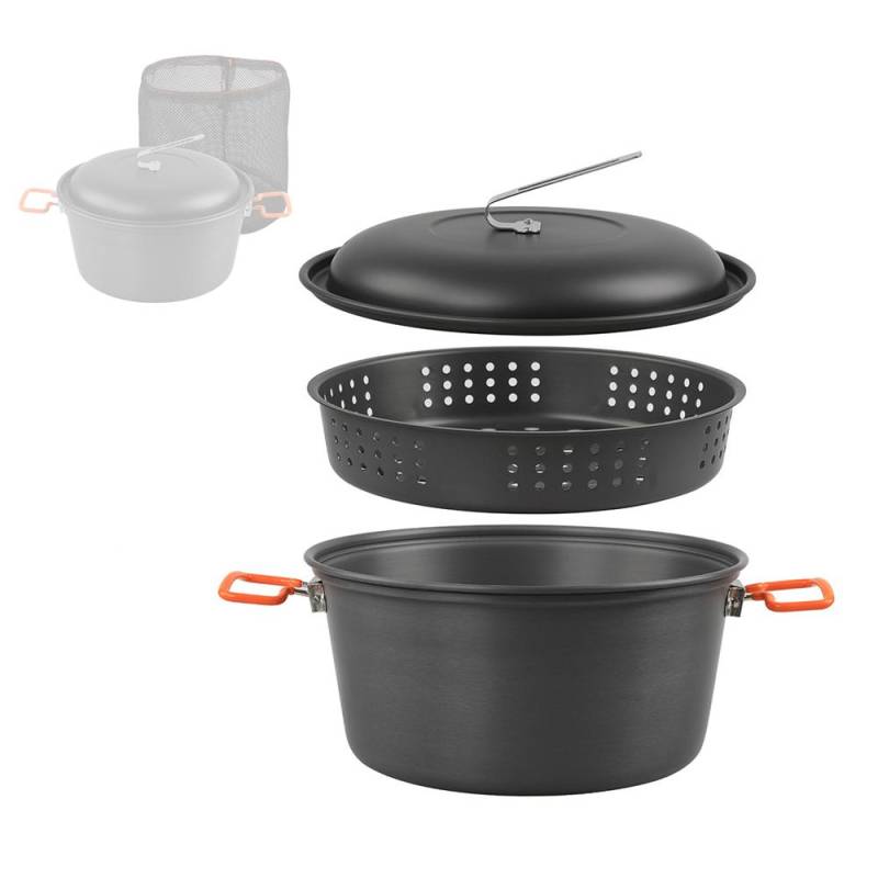 Outdoor Topf Set Camping Dampfer 5L Tragbare Aluminium Topf Kochgeschirr mit Tragetasche für Outdoor schwarz von Joom DACH