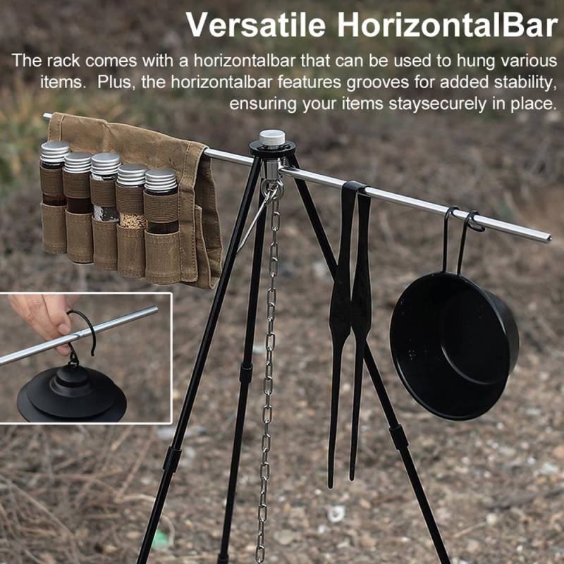 Outdoor Tragbare Aluminium Legierung Hung Stativ Camping Picknick Topf Hing Rack Set Ausziehbarer Topf Halter S silber von Joom DACH