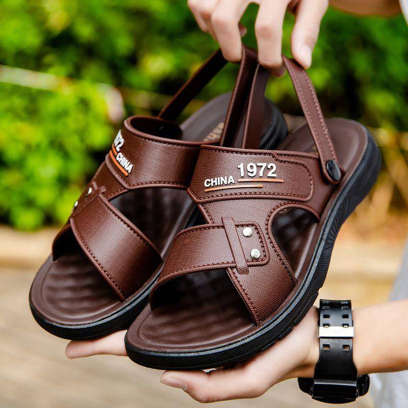 Outdoor Wear Sandalen Herren Sommer wasserdichte rutschfeste weiche Sohle Fahren Strandschuhe Dual-Use Herrensandalen 44 dunkelbraune von Joom DACH