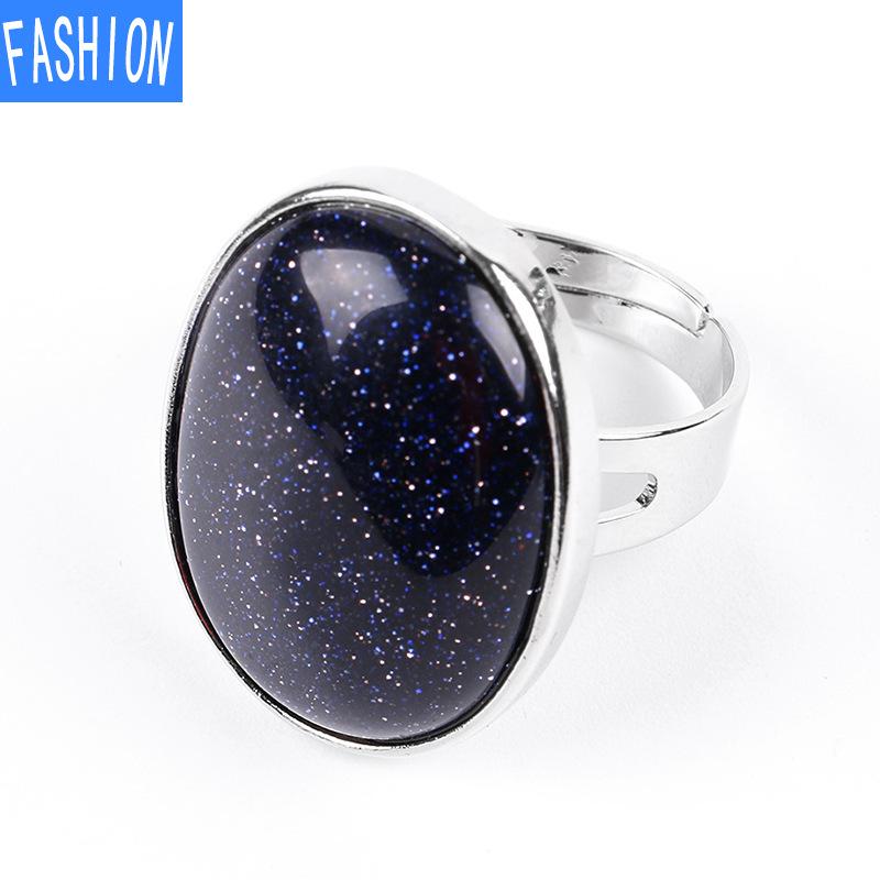 Ovaler Ring aus natürlichem Rystal, Kupferring, verstellbar, kreatives Geschenk für Frauen Blue Sand von Joom DACH