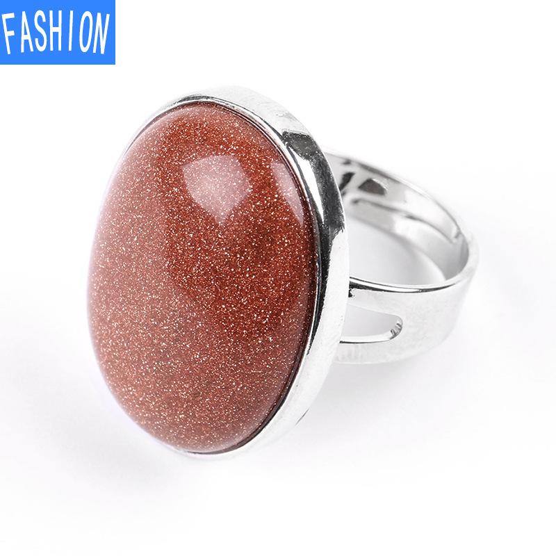 Ovaler Ring aus natürlichem Rystal, Kupferring, verstellbar, kreatives Geschenk für Frauen Brown Sand von Joom DACH