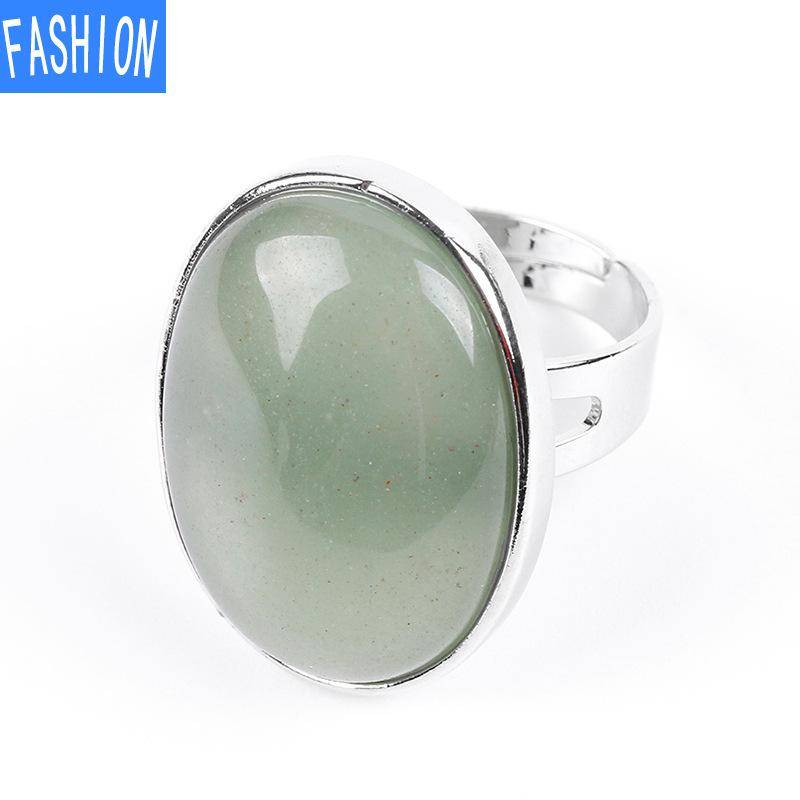 Ovaler Ring aus natürlichem Rystal, Kupferring, verstellbar, kreatives Geschenk für Frauen Green Aventurine von Joom DACH