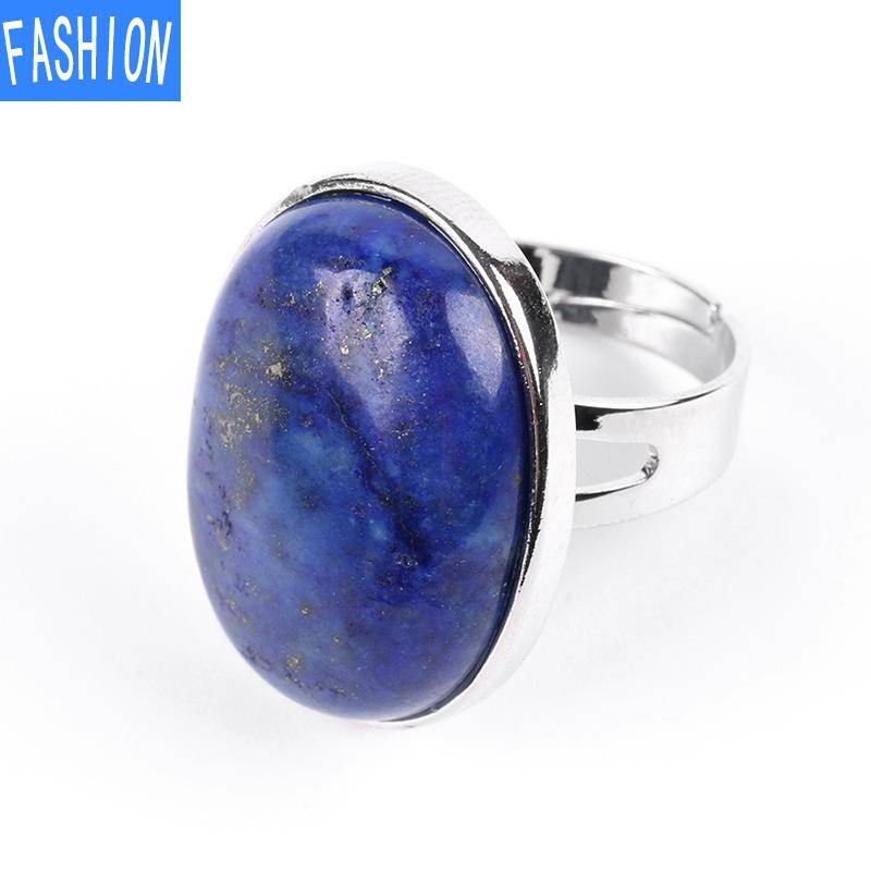 Ovaler Ring aus natürlichem Rystal, Kupferring, verstellbar, kreatives Geschenk für Frauen Lapis Lazuli von Joom DACH