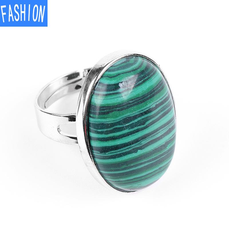 Ovaler Ring aus natürlichem Rystal, Kupferring, verstellbar, kreatives Geschenk für Frauen Malachite von Joom DACH