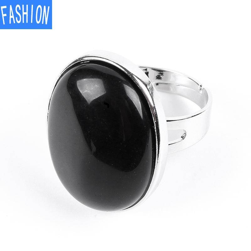 Ovaler Ring aus natürlichem Rystal, Kupferring, verstellbar, kreatives Geschenk für Frauen Obsidian von Joom DACH
