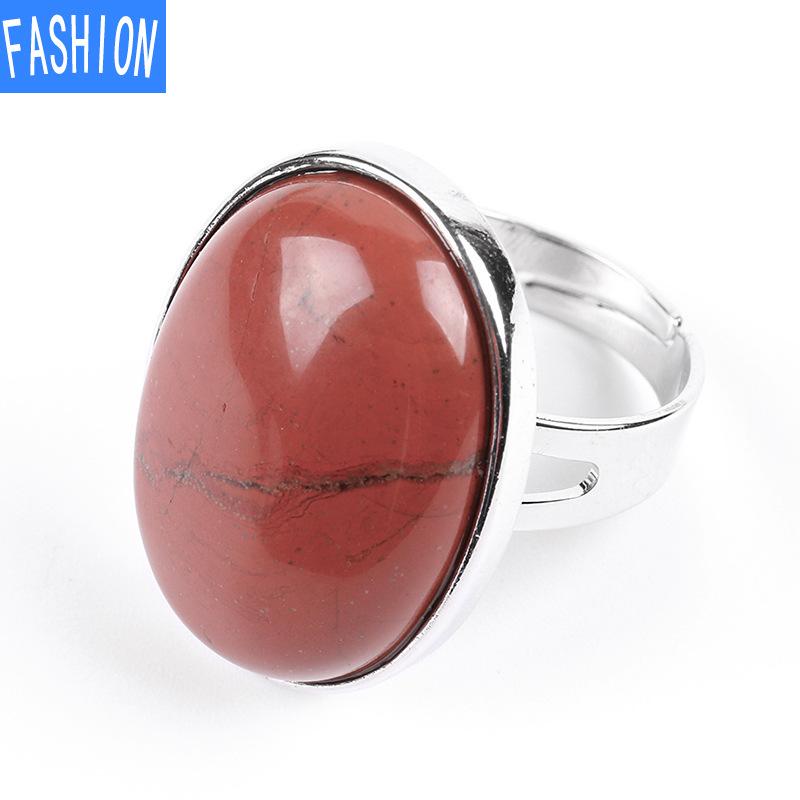 Ovaler Ring aus natürlichem Rystal, Kupferring, verstellbar, kreatives Geschenk für Frauen Red Jasper von Joom DACH