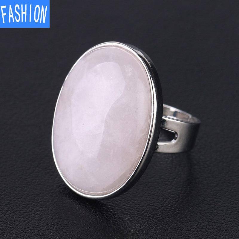 Ovaler Ring aus natürlichem Rystal, Kupferring, verstellbar, kreatives Geschenk für Frauen Rose Quartz von Joom DACH