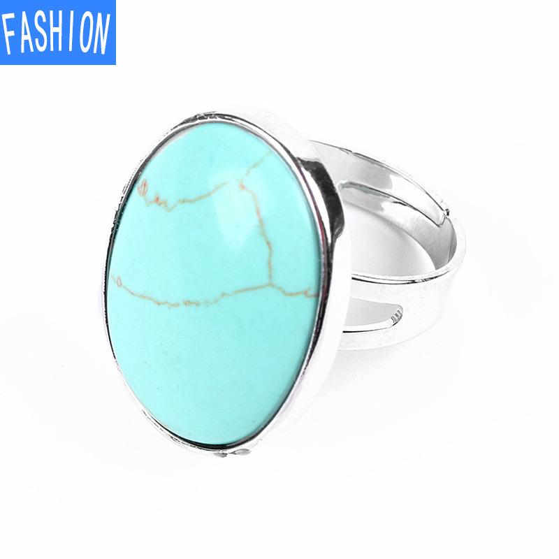 Ovaler Ring aus natürlichem Rystal, Kupferring, verstellbar, kreatives Geschenk für Frauen Turquoise von Joom DACH