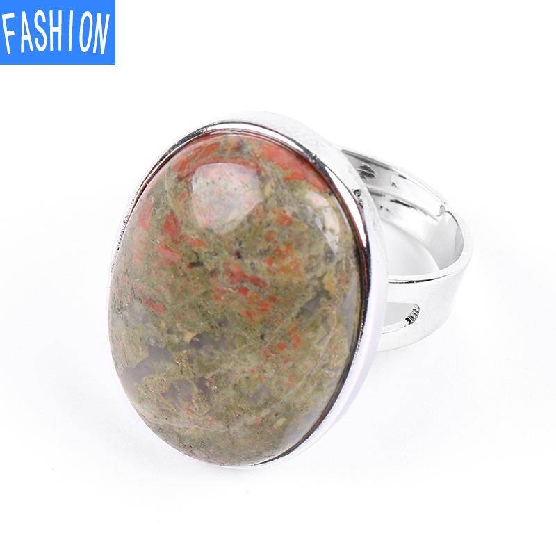Ovaler Ring aus natürlichem Rystal, Kupferring, verstellbar, kreatives Geschenk für Frauen Unakite von Joom DACH