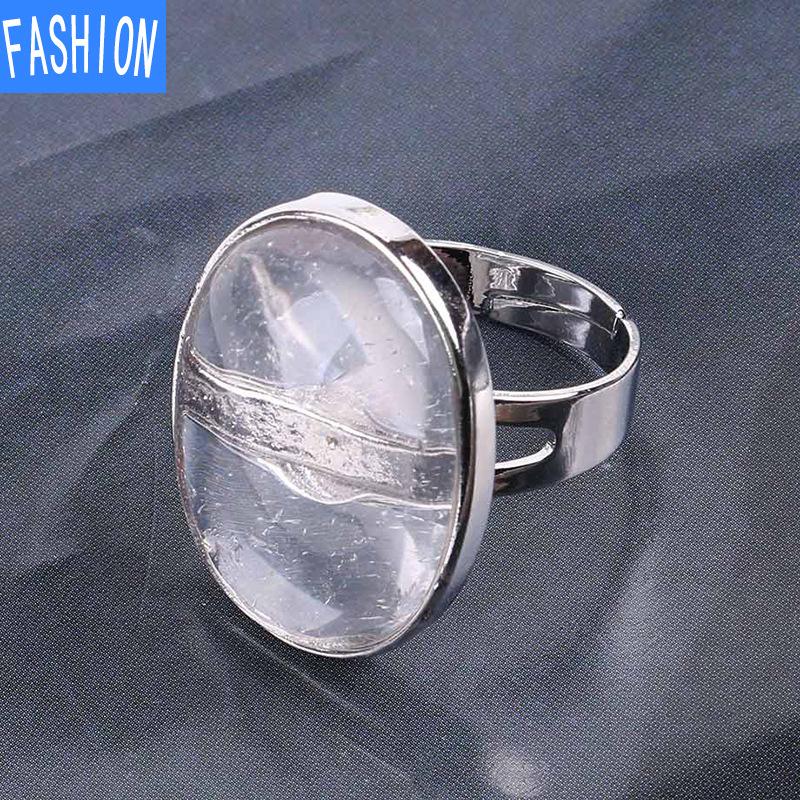 Ovaler Ring aus natürlichem Rystal, Kupferring, verstellbar, kreatives Geschenk für Frauen White Crystal von Joom DACH