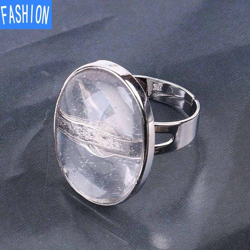 Ovaler Ring aus natürlichem Rystal, Kupferring, verstellbar, kreatives Geschenk für Frauen White Crystal von Joom DACH