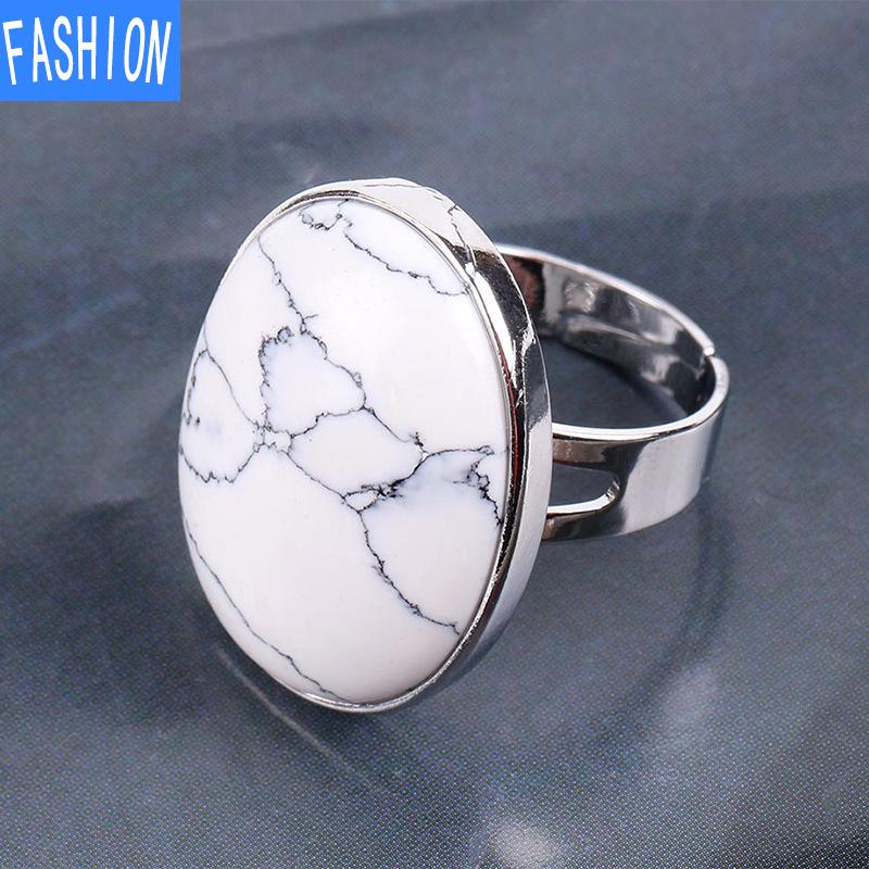 Ovaler Ring aus natürlichem Rystal, Kupferring, verstellbar, kreatives Geschenk für Frauen White Turquoise von Joom DACH