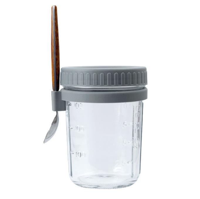Overnight-Oats-Behälter mit Deckel und Löffeln. Einmachgläser aus Glas für Overnight-Oats, luftdichte Gläser mit großem Fassungsvermögen von Joom DACH