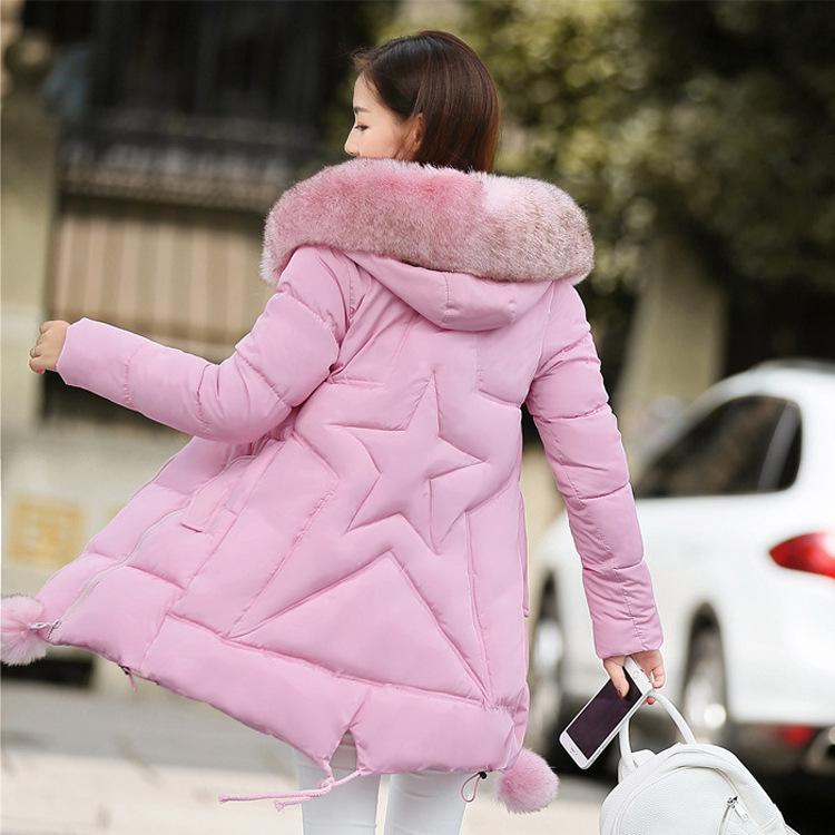 Oversize Winterjacke Damen Parka Kapuze Oberbekleidung Warme Daunen Baumwolljacke Plus Size Wintermantel Parker Damen 5XL rosa von Joom DACH