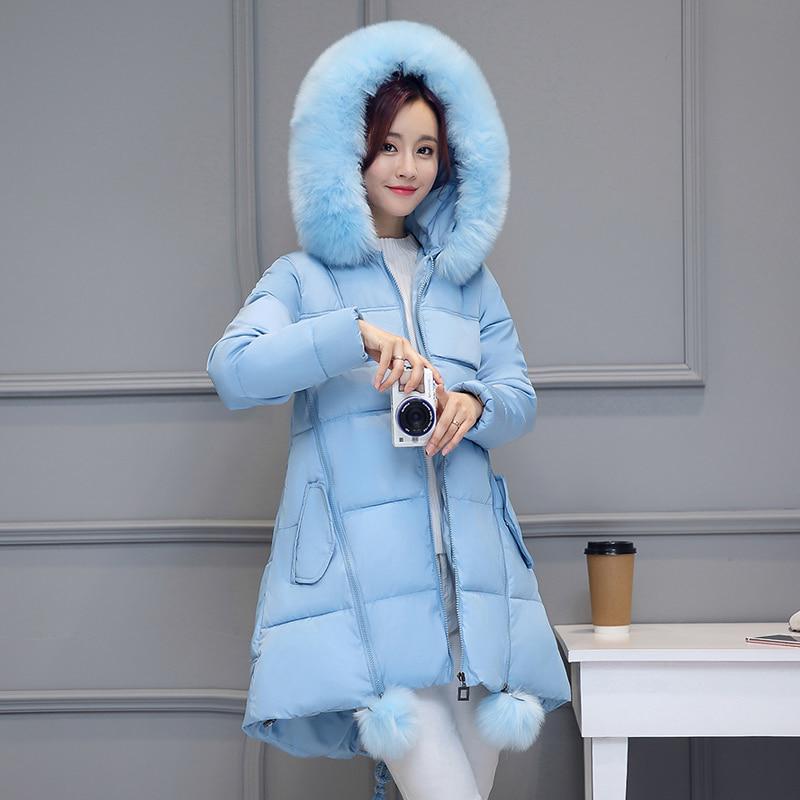 Oversize Winterjacke Damen Parka Kapuze Oberbekleidung Warme Daunen Baumwolljacke Plus Size Wintermantel Parker Damen 6XL blau von Joom DACH