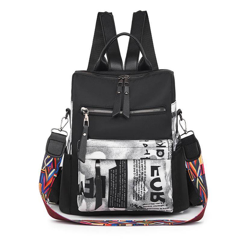 Oxford frauen Rucksack Patchwork Weibliche Reise Rucksäcke für Frauen Mode Rucksack Taschen Frau 2023 Trend schwarz von Joom DACH