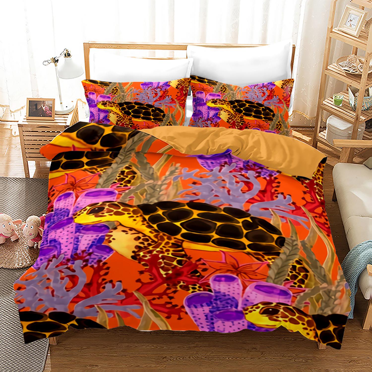 Ozean Bettbezüge Blau Meeresschildkröte Bettdeckenbezug Set Nautisches Bettwäscheset für Kinder Jungen Mädchen Meer Traumfänger Tier Schlafzimmer EU Single 135x200cm von Joom DACH