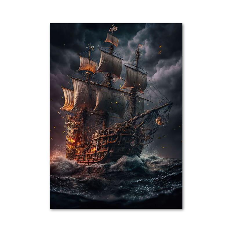 Ozean Segeln Segelboot Leinwand Poster und Drucke Abstrakte Malerei Wand Kunst Bilder für Wohnzimmer Wohnkultur 70x100cm No Framed von Joom DACH