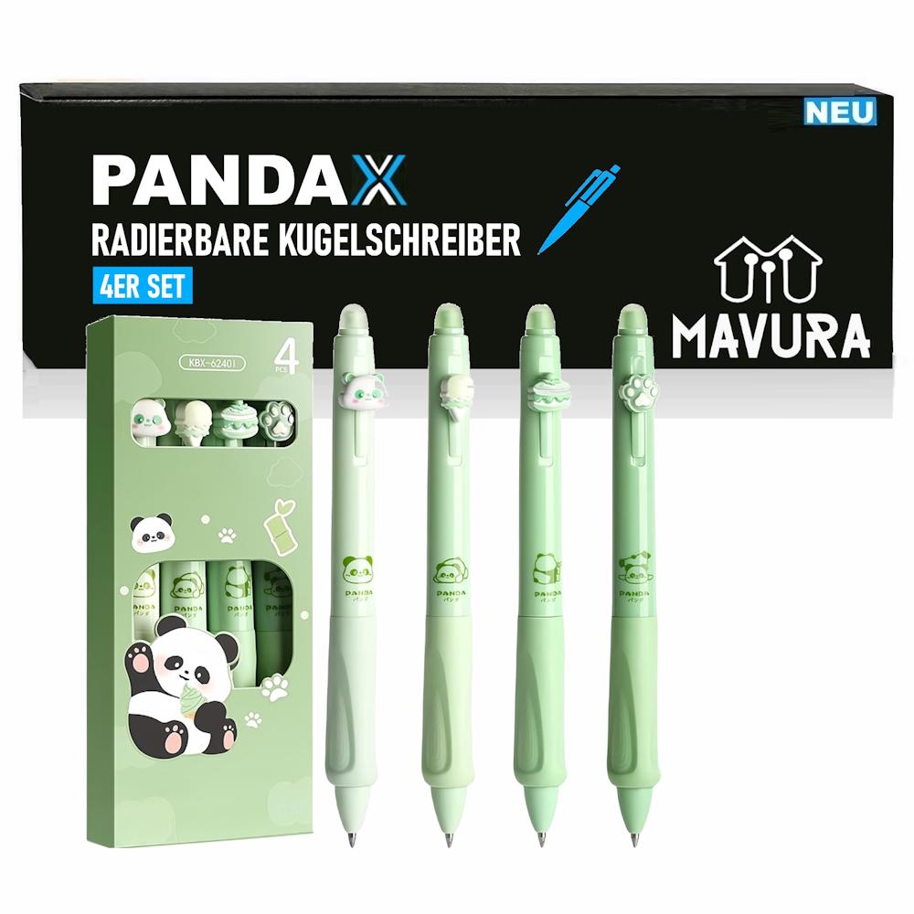 PANDAX 4 Stück Radierbare Kugelschreiber in süßer Panda Optik Schreibwaren von Joom DACH