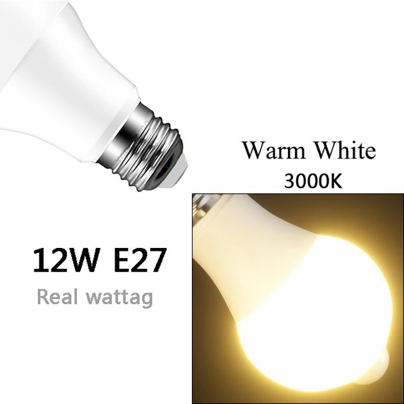 PIR Bewegungssensor LED Nachtlicht 12W Dämmerung bis Morgengrauen Glühbirne Smart Bulb Home 85V-265V Lichter Lampenbeleuchtung 12W E27 warm weiße von Joom DACH