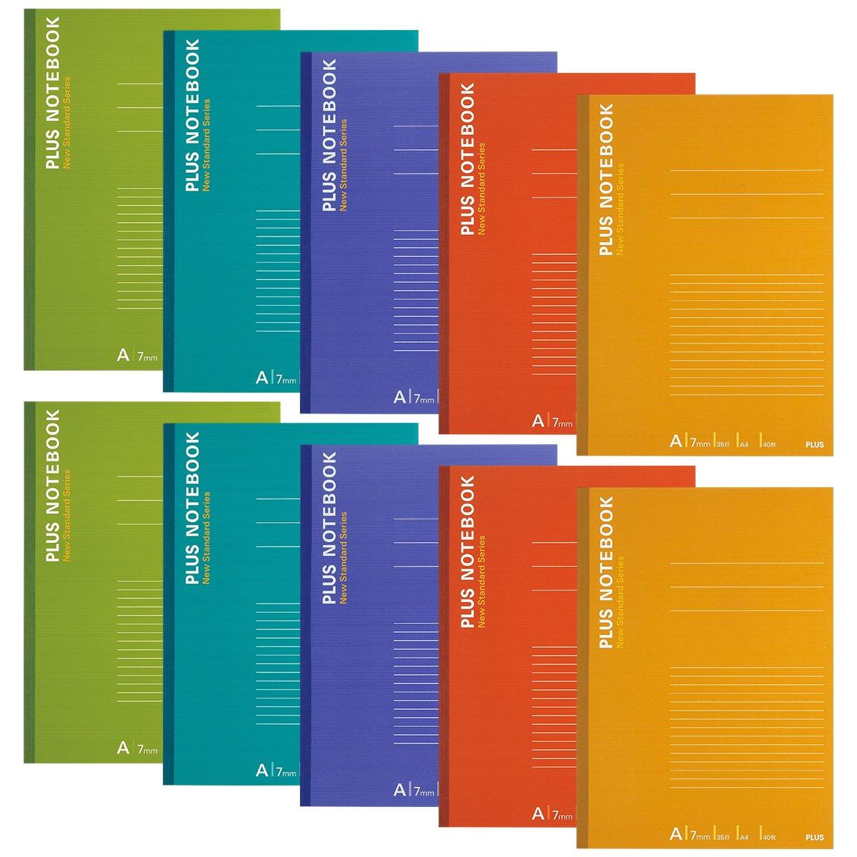 PLUS Plus Notizbuch A4 40 Blatt 10 Bände 5 Farben inklusive A-liniert NO-204AS-10CP 76-745 von Joom DACH