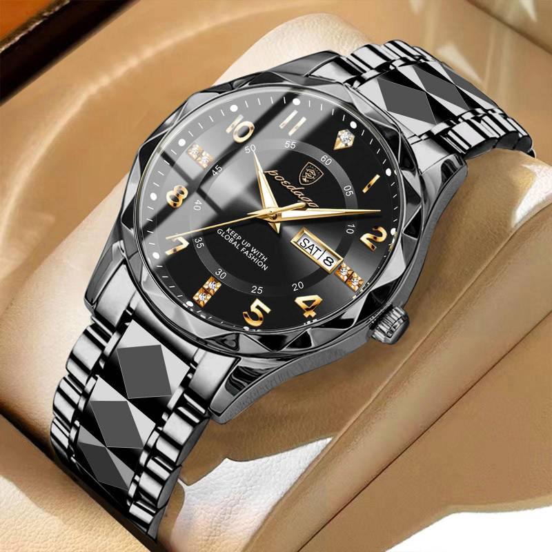 POEDAGAR Luxus Herren Uhren Top Marke Business Mann Armbanduhr Wasserdicht Leuchtende Datum Woche Quarz Herren Uhr schwarz von Joom DACH