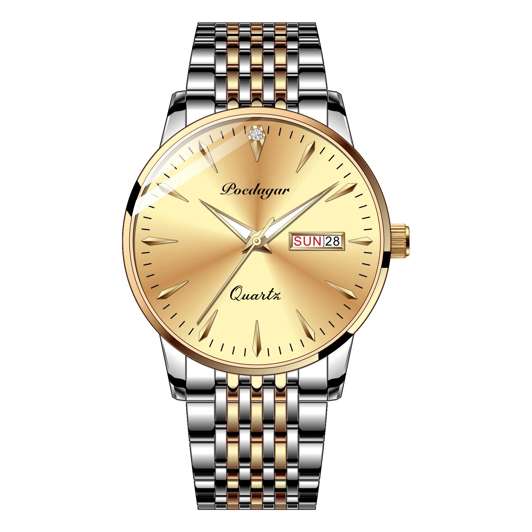 POEDAGAR Neue TOP Marke Luxus herren Uhr Mit Box Leuchtende Einfache Wasserdichte Doppel Kalender männer Quarz Uhren von Joom DACH